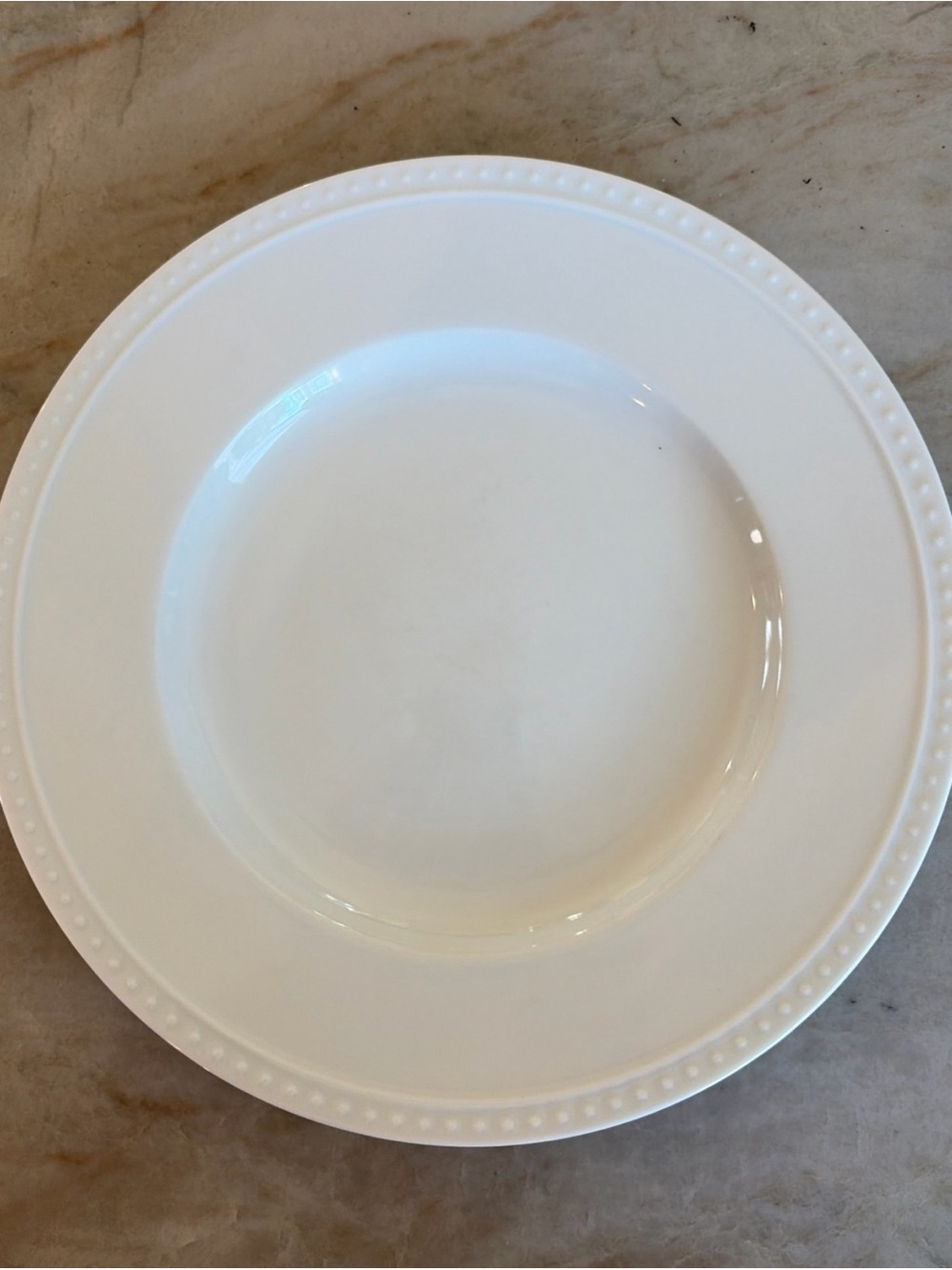 Crate & Barrel STACCATO White 9 3/8" Beaded Salad Plate KATHLEEN WILLS Japan